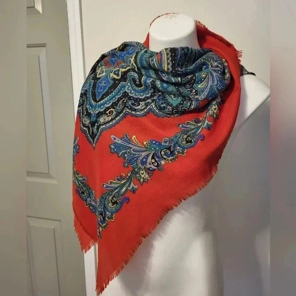 FRANCO LAURENTI Vintage Multicolored Paisley Print Scarf/Wrap - Picture 2 of 6